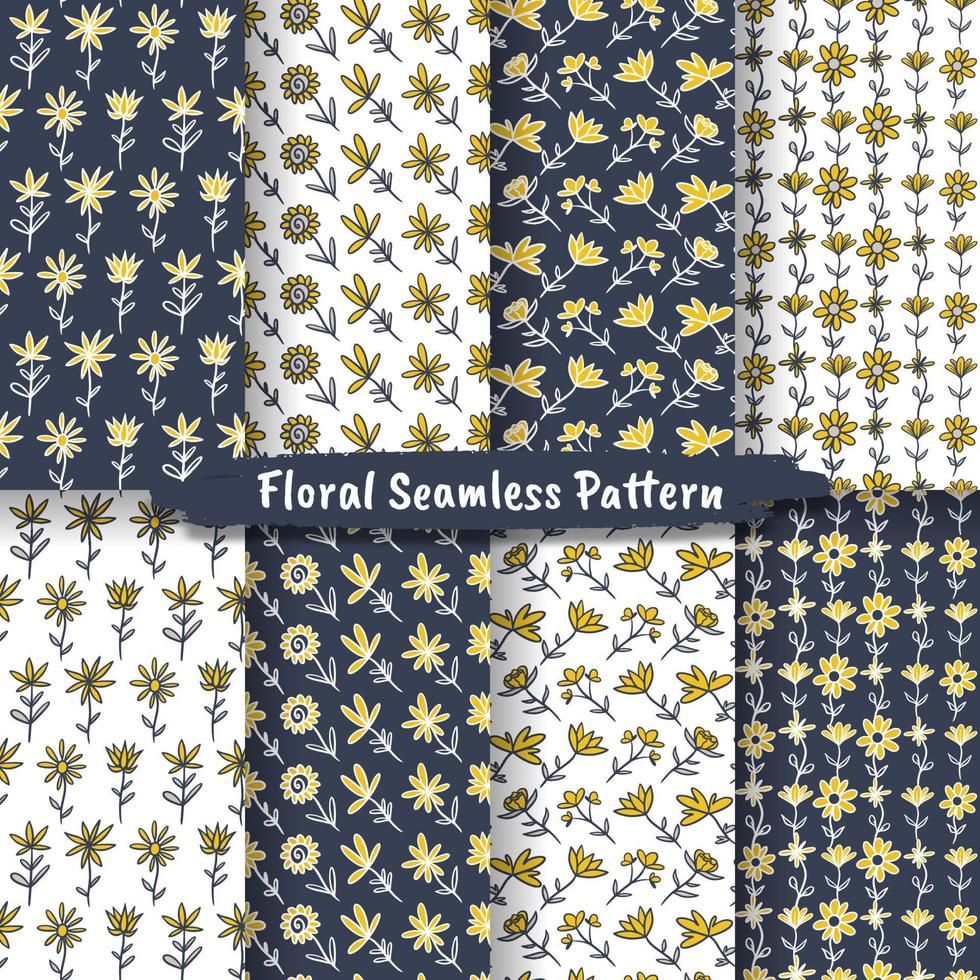 set van vintage bloemen naadloos patroon vector