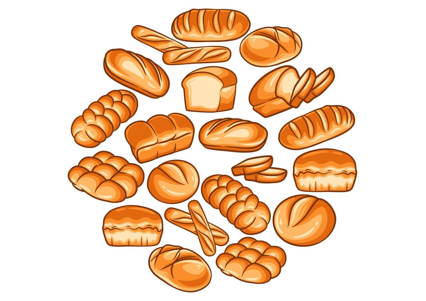 bakkerij achtergrond met kleurrijke brood vectorillustratie vector