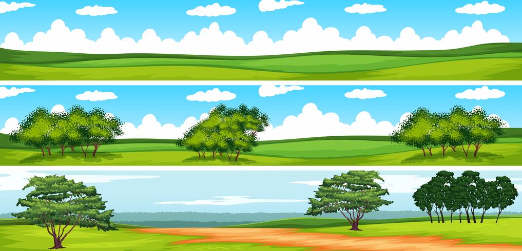 Scène met bomen in het veld vector