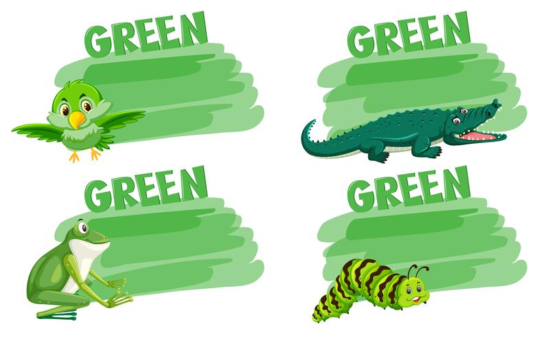 Set van groene dieren concept vector