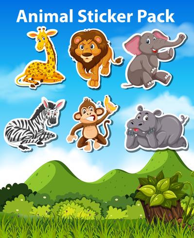 Set van wilde dieren sticker vector