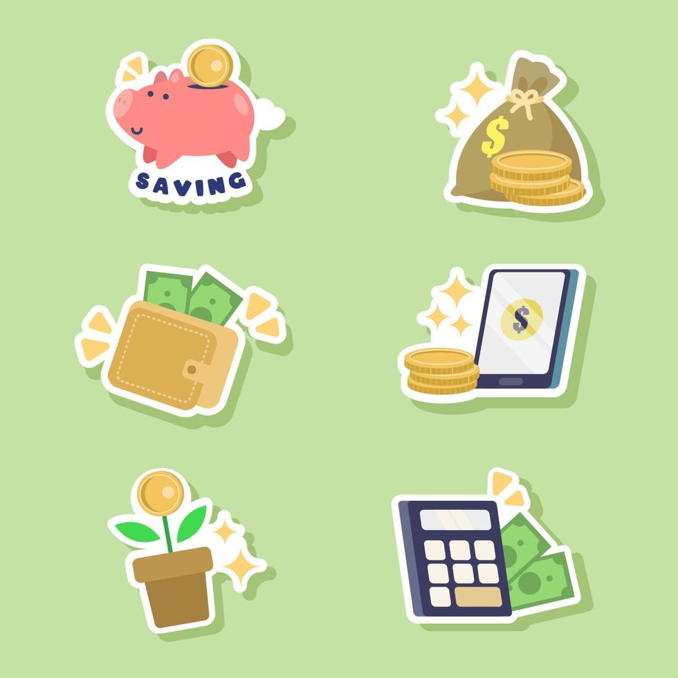 financiële boekhouding en zakelijke stickerset vector