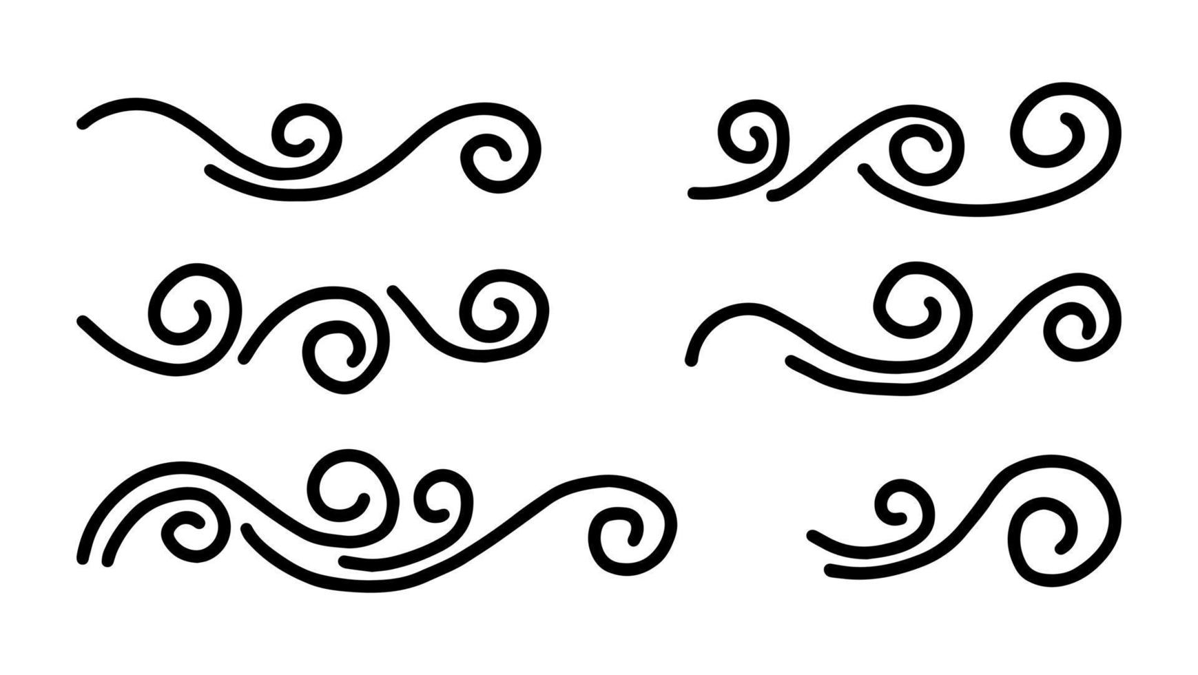 hand getrokken wind doodle set, vectorillustratie. vector