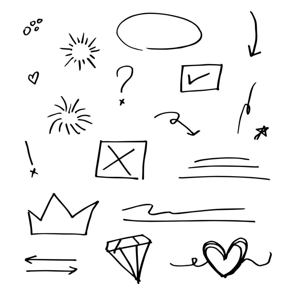 doodle element vector set, voor conceptontwerp.