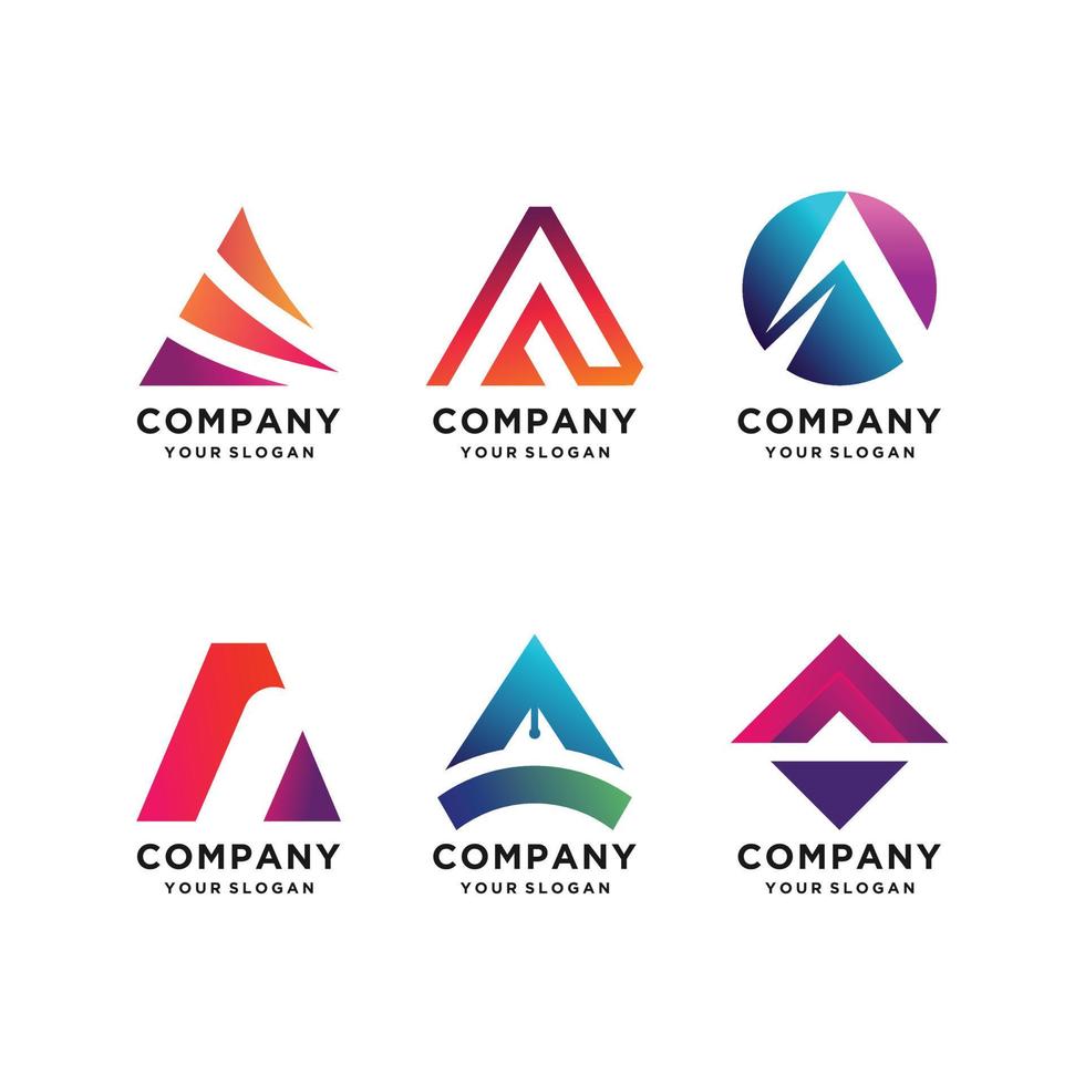 letter a logo design collection, modern, gradient, abstract, letter premium vector