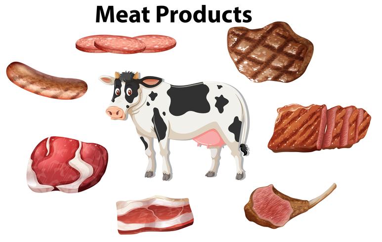 Set van vleesproducten vector