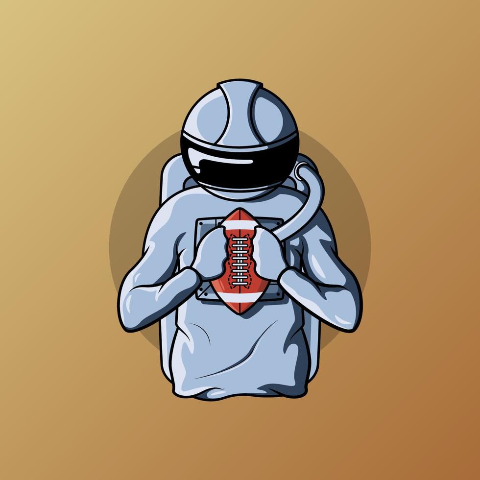 astronaut met Amerikaanse voetbalbal vectorillustratie vector