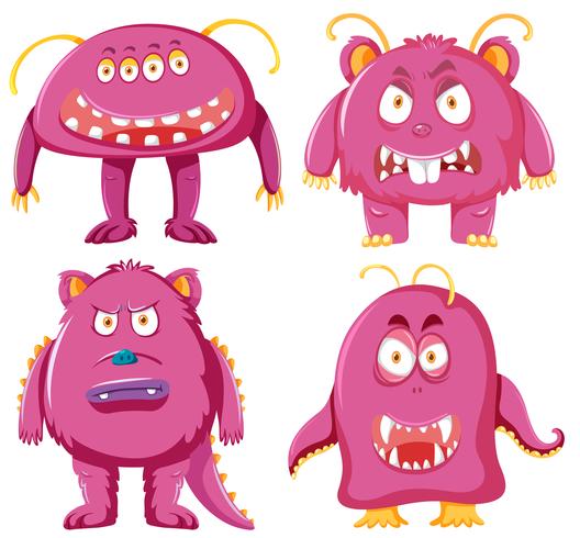 Set van roze monster karakter vector