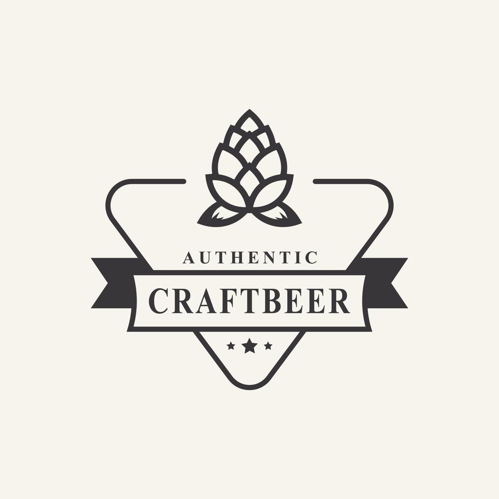 vintage retro badge voor hop ambachtelijk bier ale brouwerij logo ontwerpsjabloon element vector