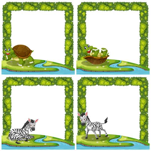 Set van dier in de natuur frame vector