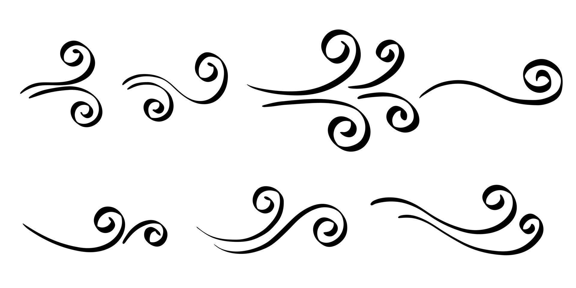 doodle van windvlaag geïsoleerd op een witte achtergrond. hand getekende vectorillustratie. vector