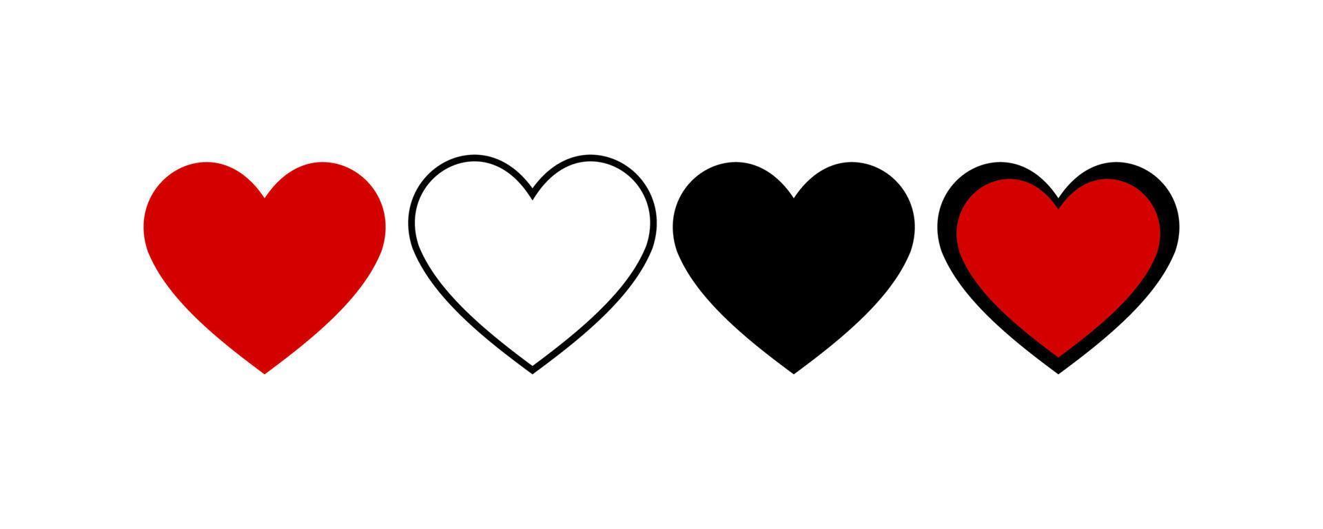 set van hart pictogram, symbool, geïsoleerd op een witte achtergrond vector