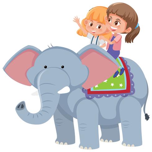 Meisjes die op een olifant rijden vector