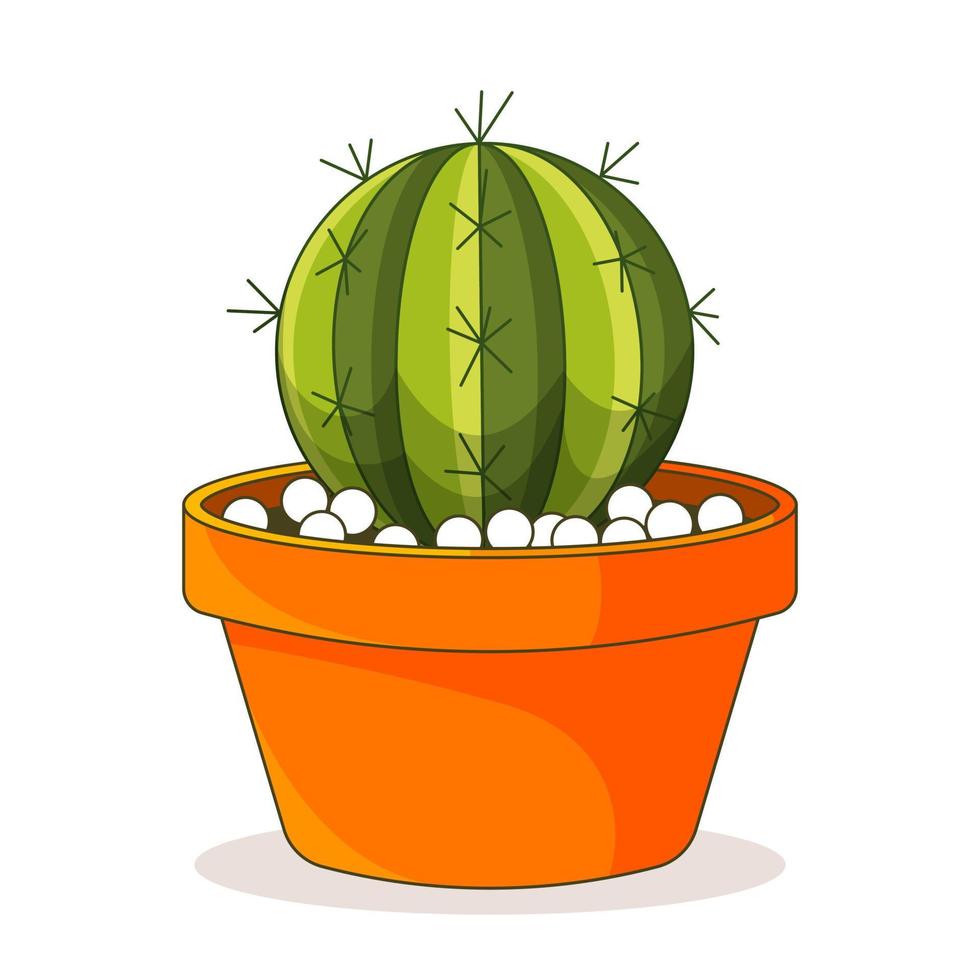 cactusplant in een bloempot. vector van schattige groene ingemaakte cactus en vetplanten. kamerplanten in pot. geïsoleerd op een witte achtergrond.