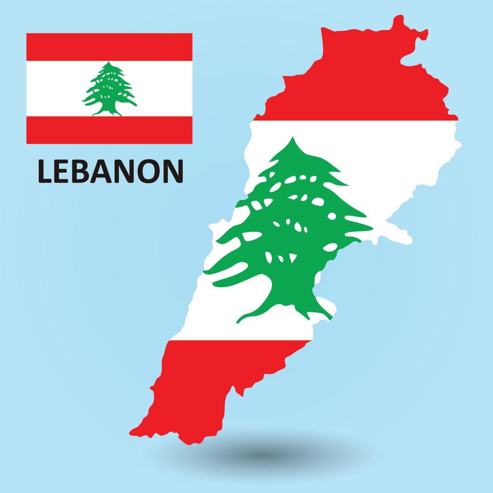 Libanon kaart en vlag achtergrond vector
