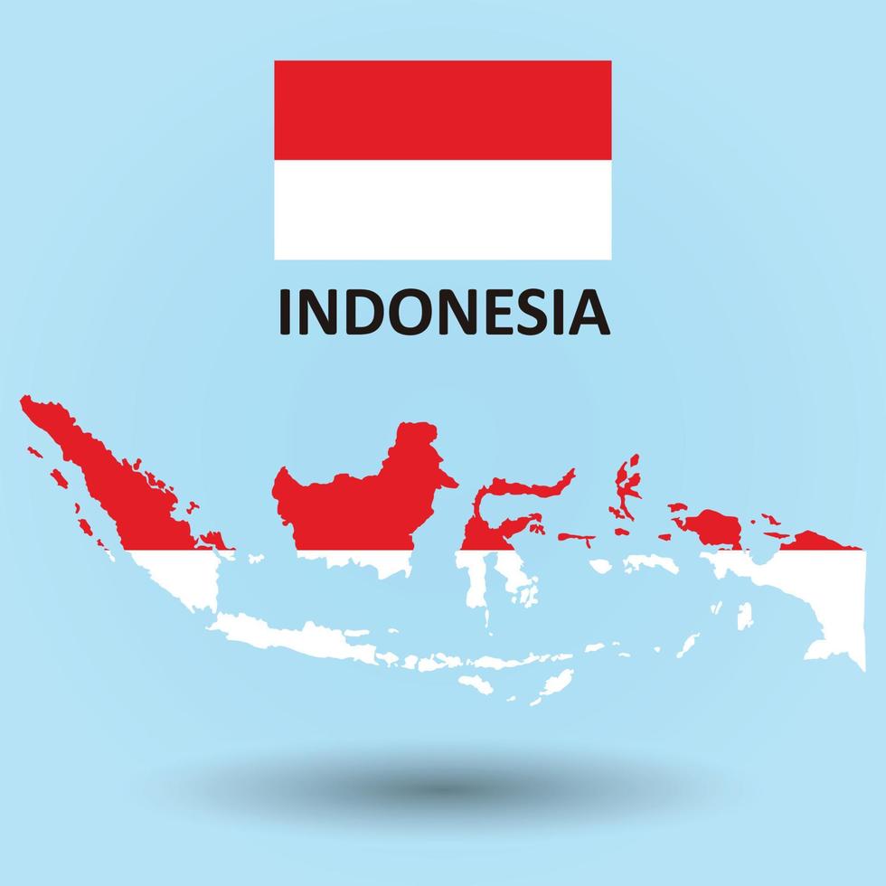 Indonesië kaart en vlag achtergrond - vector