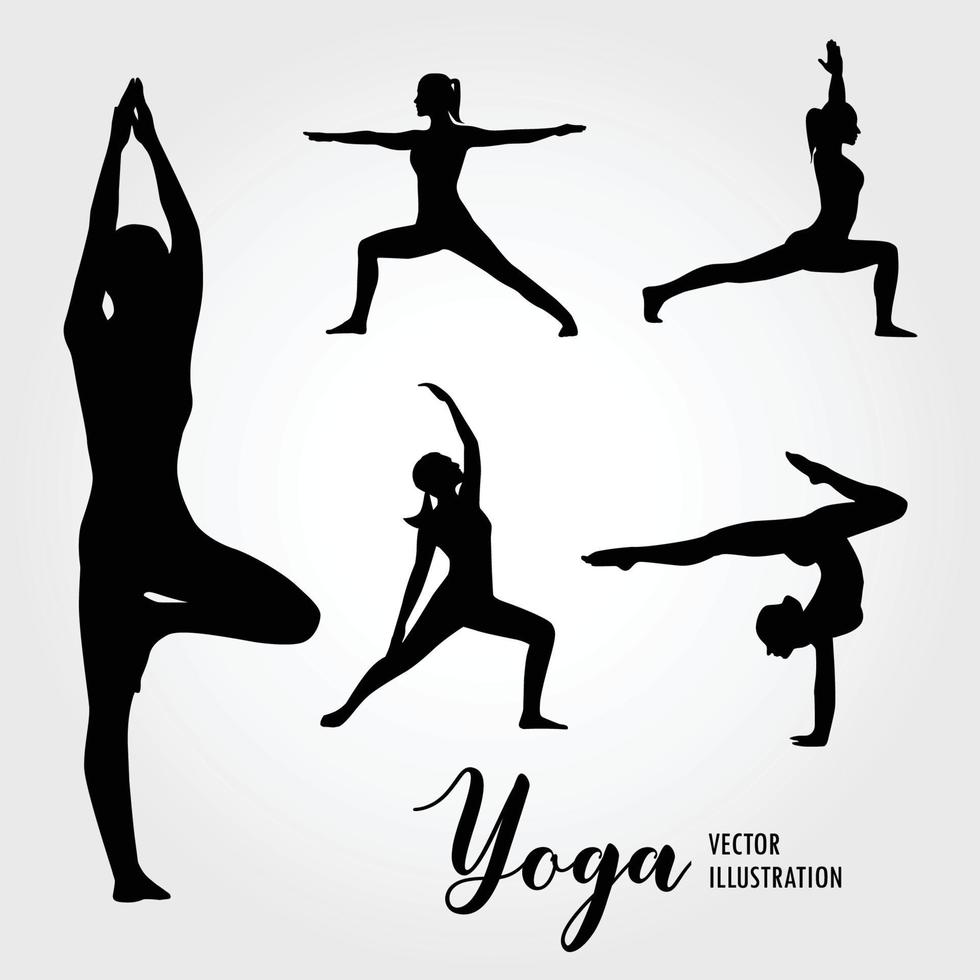 vrouw yoga houdingen vector silhouet