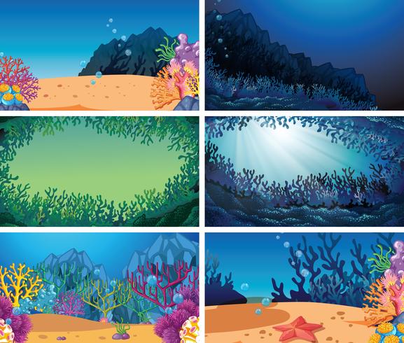 Set van verschillende onderwater scène vector
