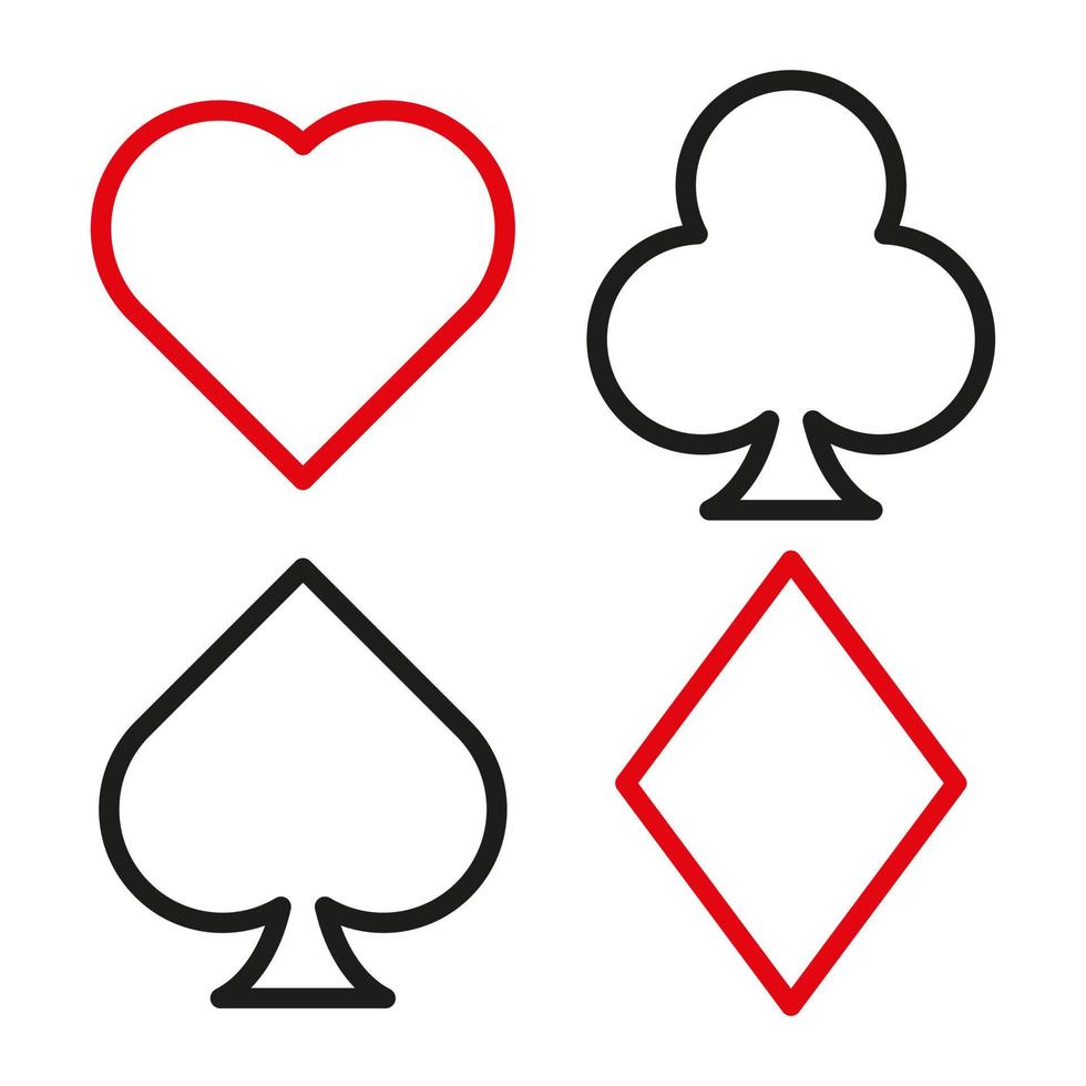 speelkaarten symbolen. vectorillustratie geïsoleerd op een witte achtergrond. poker icoon vector