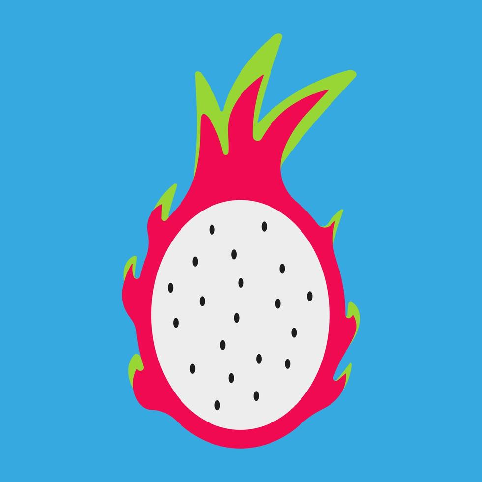 vectorpictogram van een drakenfruit op blauwe achtergrond vector