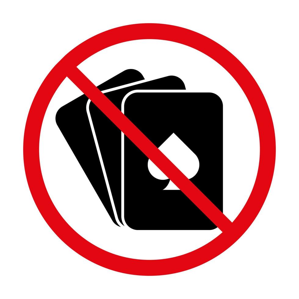 geen gokken teken. speelkaarten verboden pictogram. vectorillustratie geïsoleerd op een witte achtergrond vector