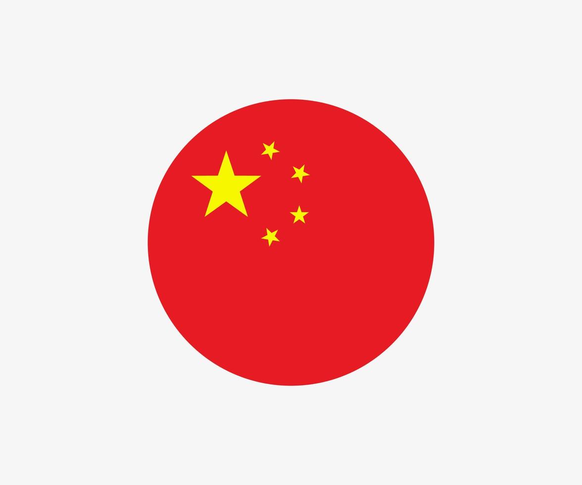ronde chinese vlag vector pictogram geïsoleerd op een witte achtergrond. de vlag van china in een cirkel