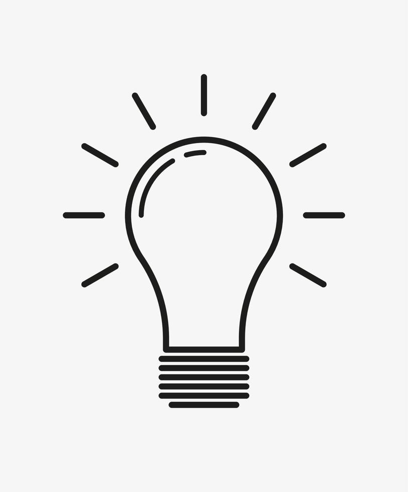 gloeilamp pictogram overzicht vector geïsoleerd op een witte achtergrond. idee, denken, oplossing, innovatiesymbool. elektrische lamp