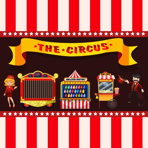 Circusconcept met kraampjes vector