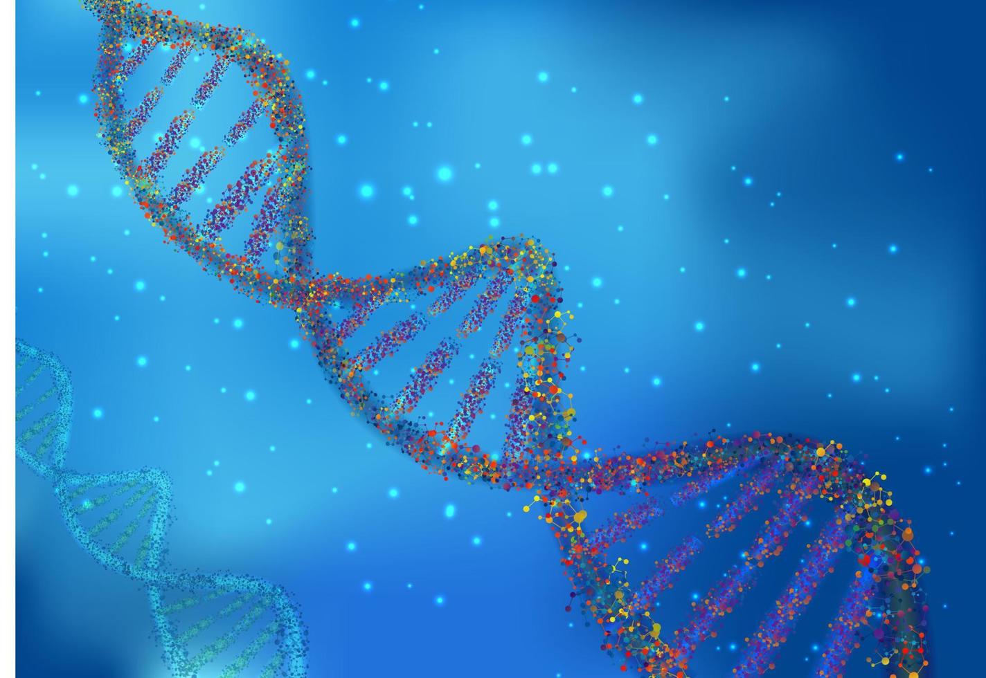 veelkleurige dna-moleculen op wetenschappelijke achtergrond vector