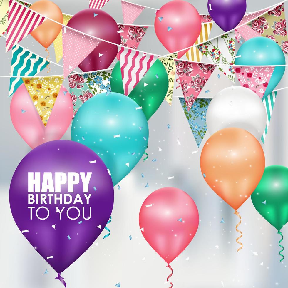 kleuren ballonnen gelukkige verjaardag achtergrond vector