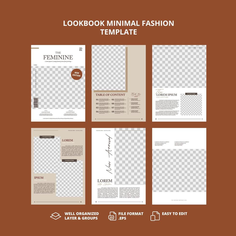 lookbook minimale mode-sjabloon vector