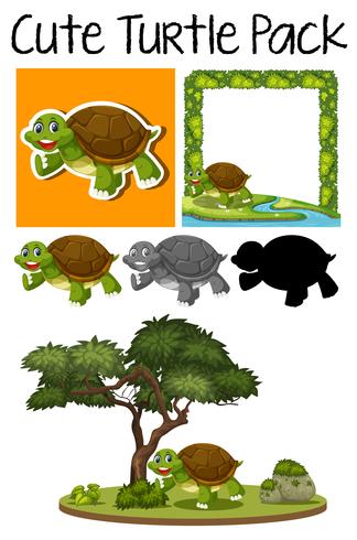 Een pakje schattige schildpad vector