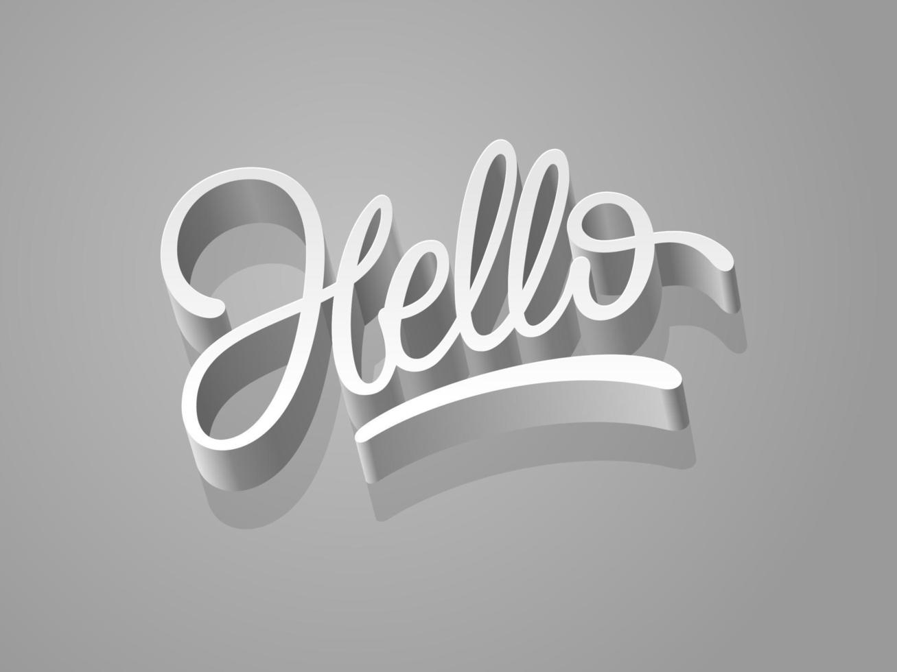 hallo woord 3d kalligrafieontwerp. handgeschreven hallo script. vectorillustratie. belettering voor wenskaart. kalligrafie eenvoudig logo voor spandoek, poster, web, groet. vector