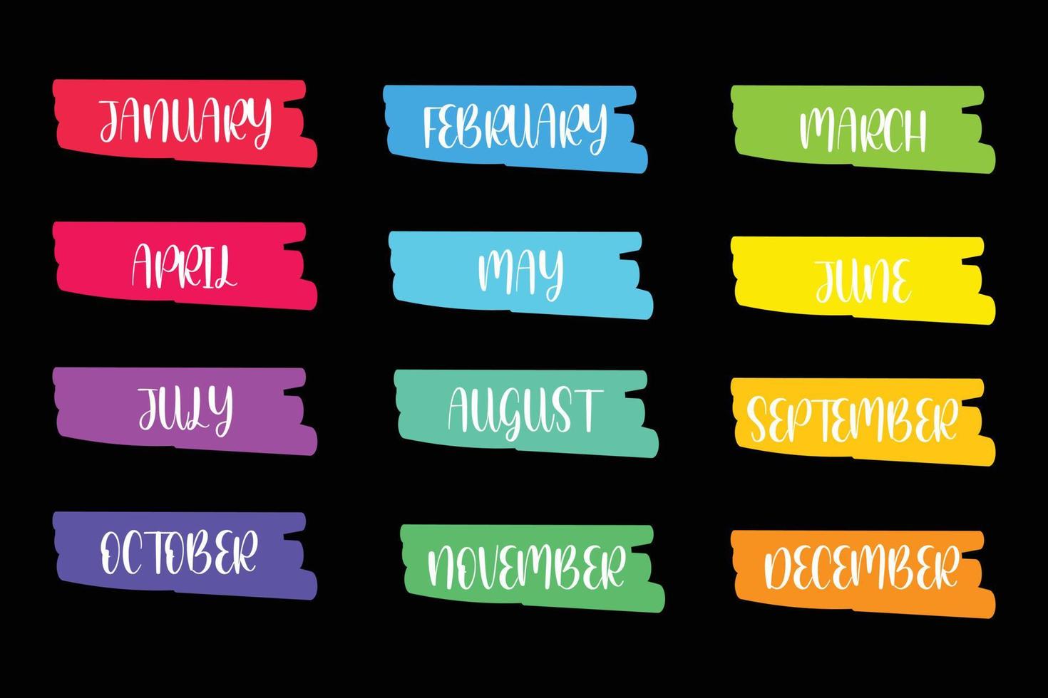 kleurrijke maandelijkse header planner stickers premium vector