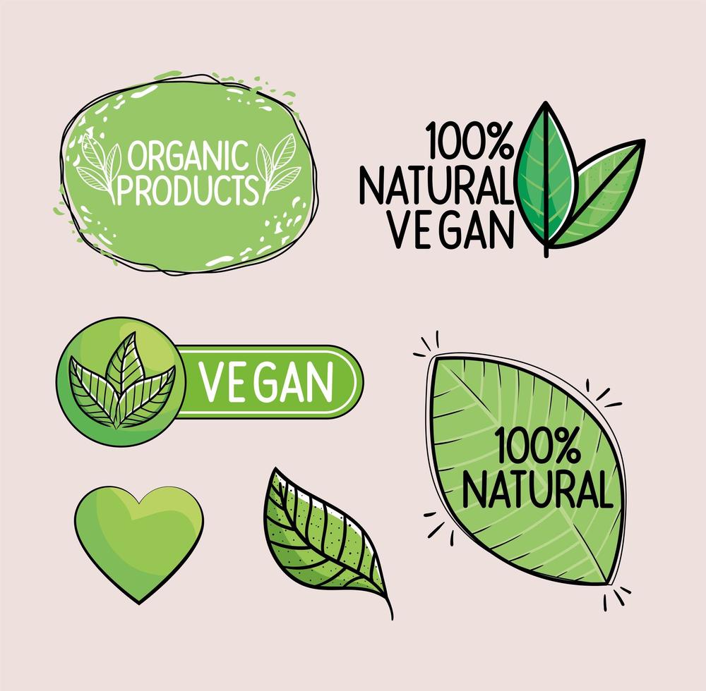 veganistische groene badges vector