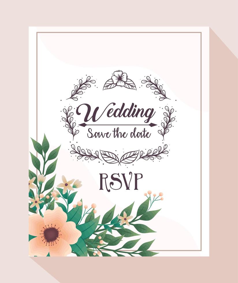bruiloft uitnodiging met bloemen vector