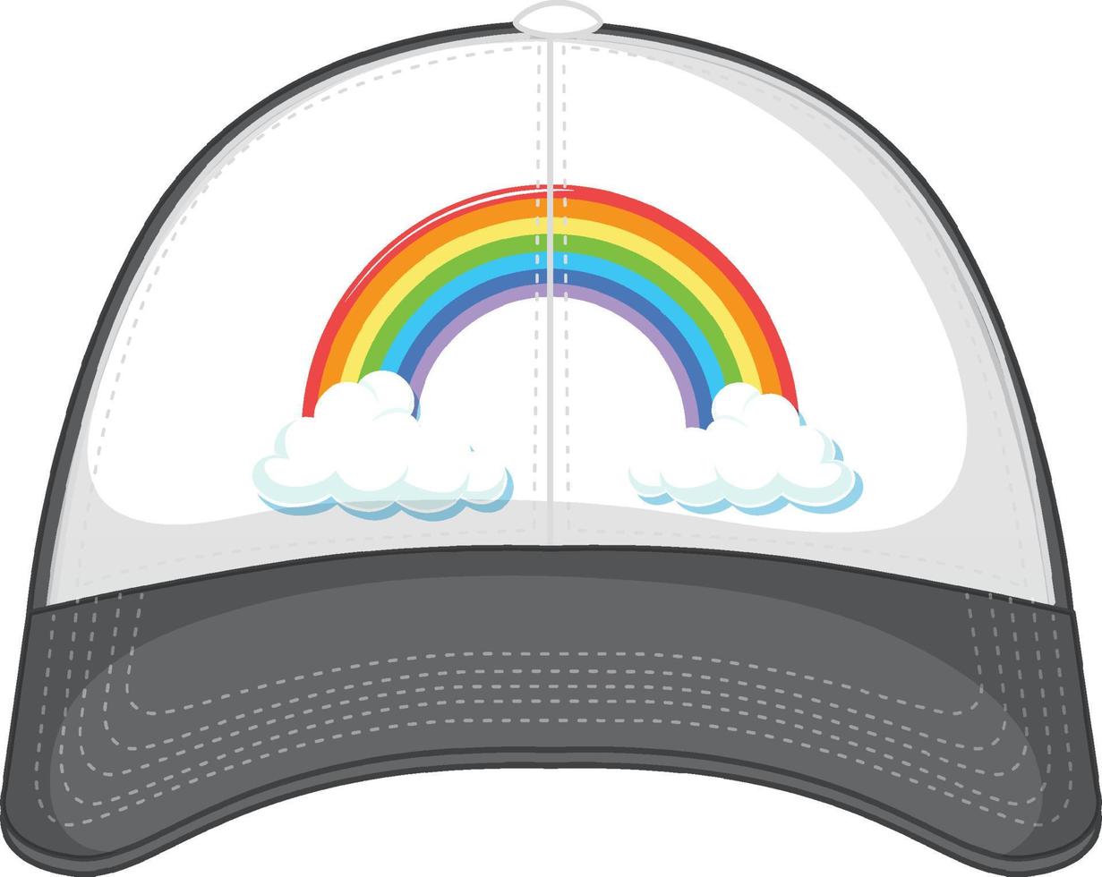 een grijze pet met regenboogpatroon vector