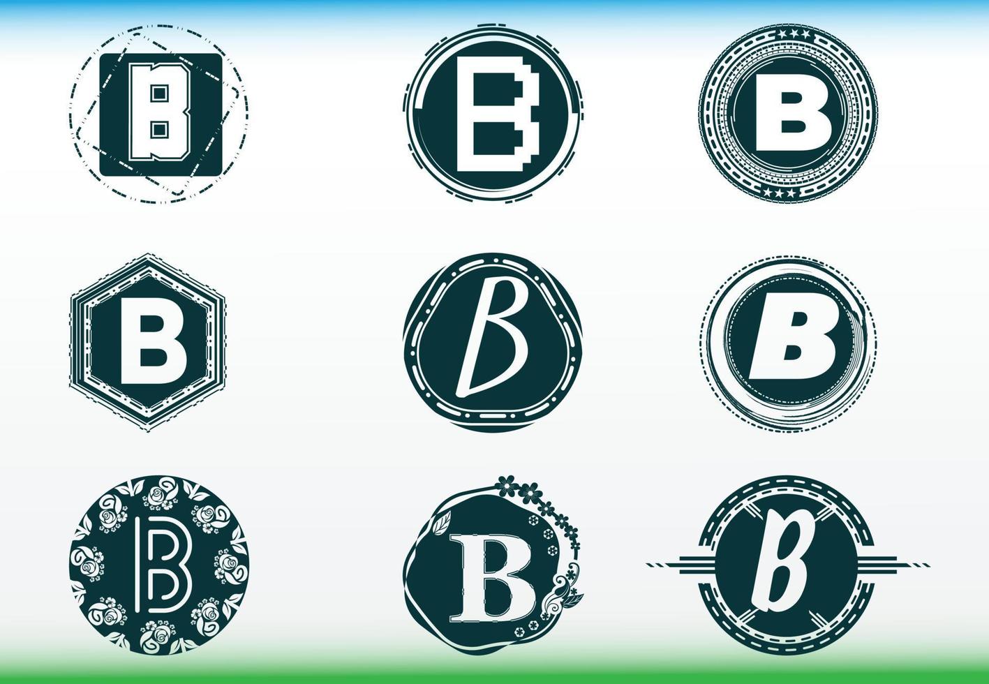 b brief logo en pictogram ontwerpsjabloon bundel vector