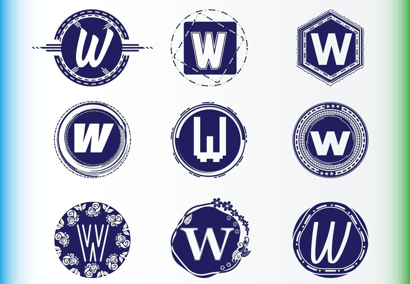 w brief logo en pictogram ontwerpsjabloon bundel vector