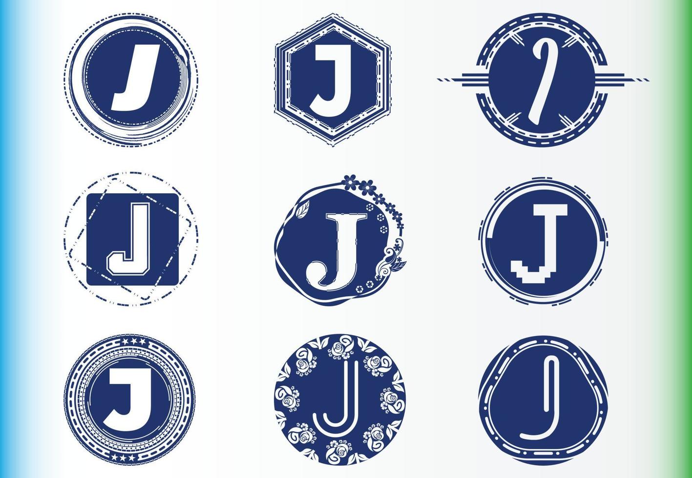 j brief logo en pictogram ontwerpsjabloon bundel vector