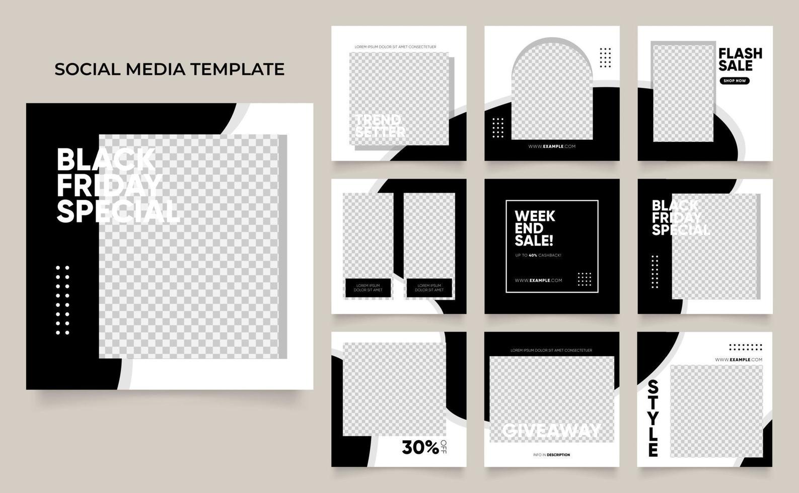 volledig bewerkbare sociale media sjabloon banner mode verkoop advertenties in wit zwarte kleur vector