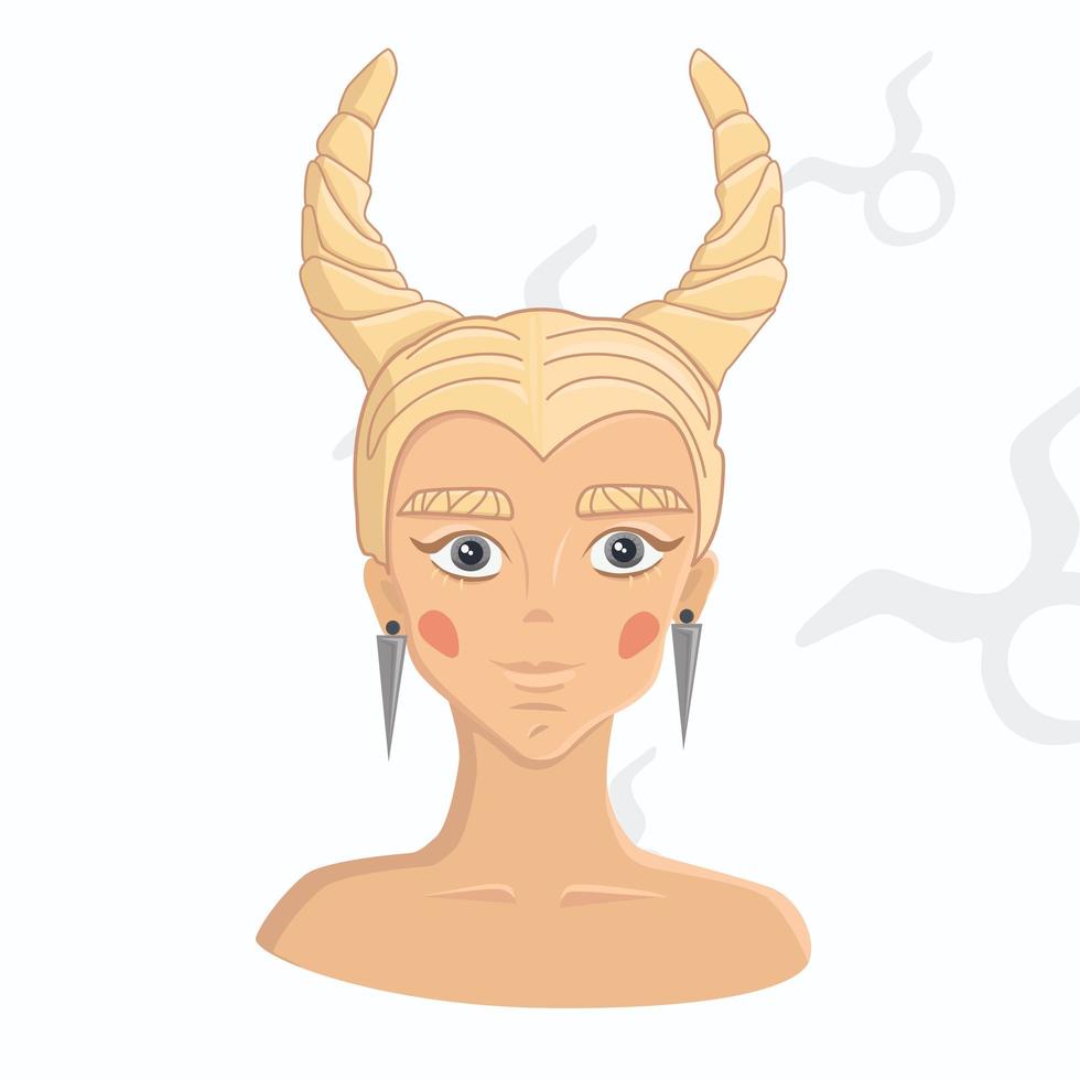 blond meisje met stijlvol kapsel op astrologie naadloze achtergrond. vector