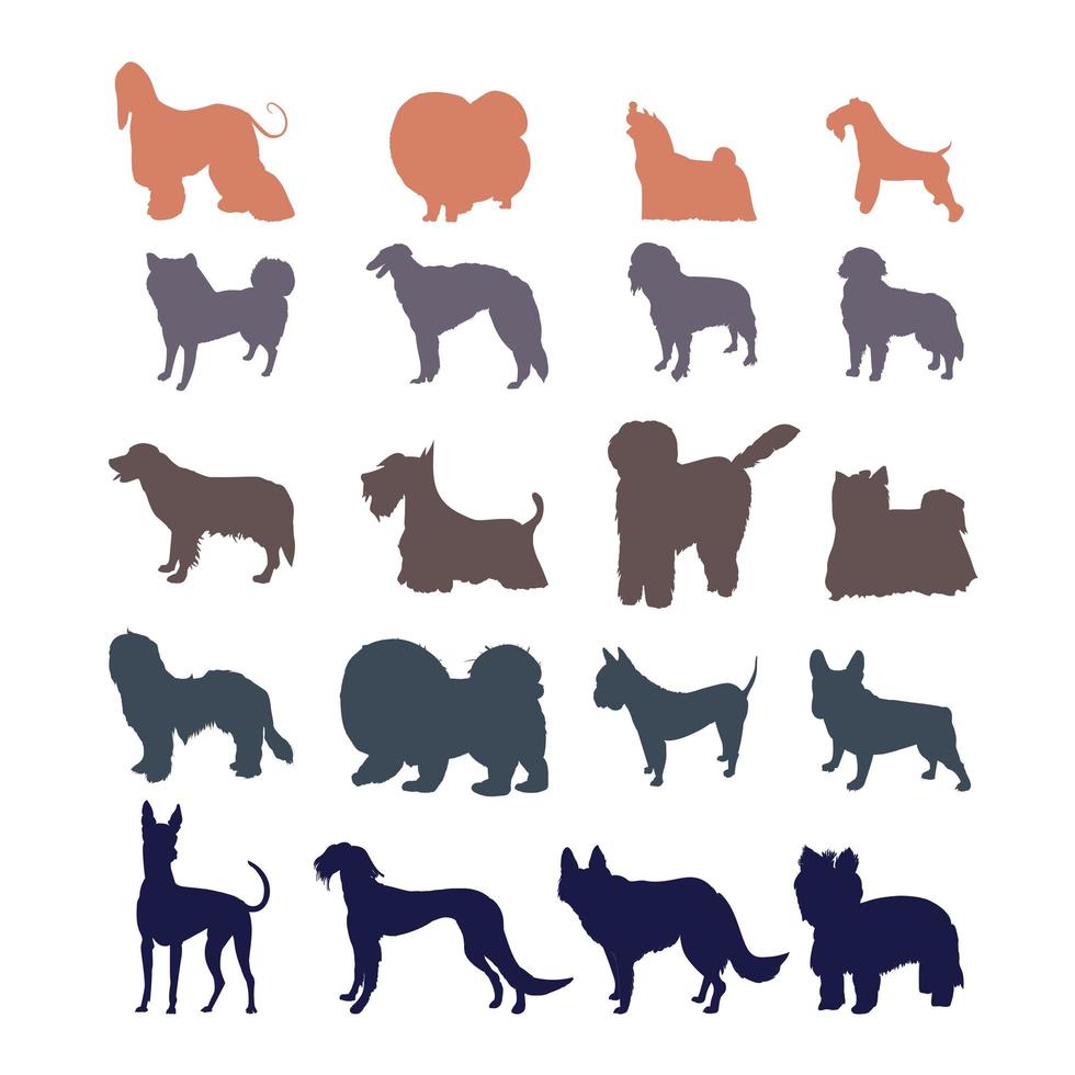 hond silhouetten geïsoleerd op een witte achtergrond. vector