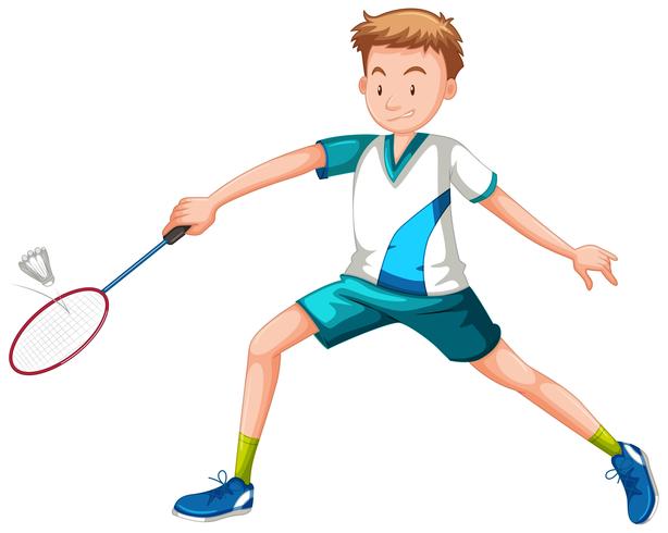 Mens die tennis witte achtergrond speelt vector