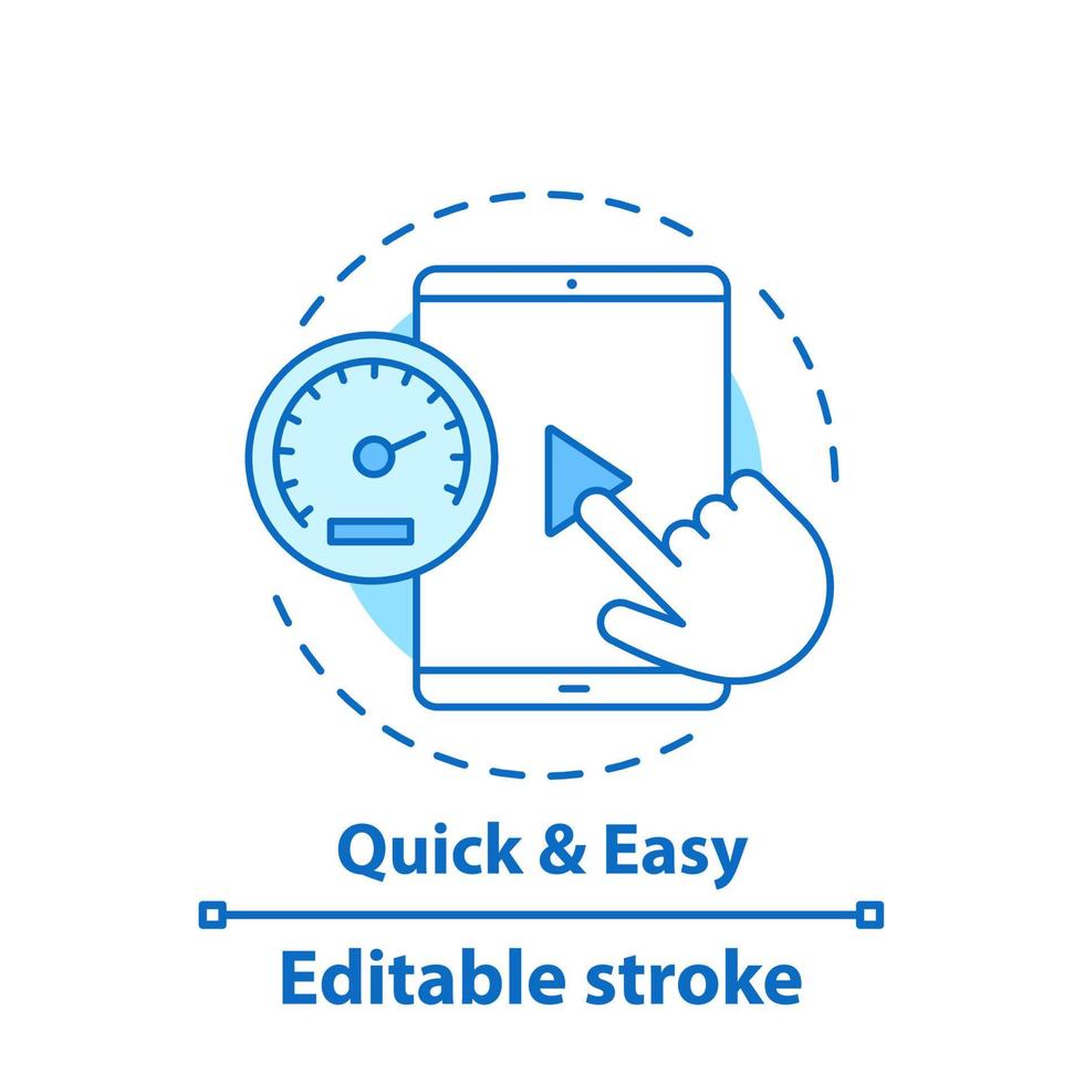 eenvoudig en snel serviceconcept icoon. app starten. gemakkelijk om idee dunne lijnillustratie te beginnen. online opstarten. vector geïsoleerde overzichtstekening. bewerkbare streek