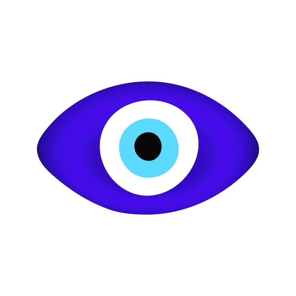 blauwe oosterse boze oog symbool amulet vlakke stijl ontwerp vectorillustratie. vector