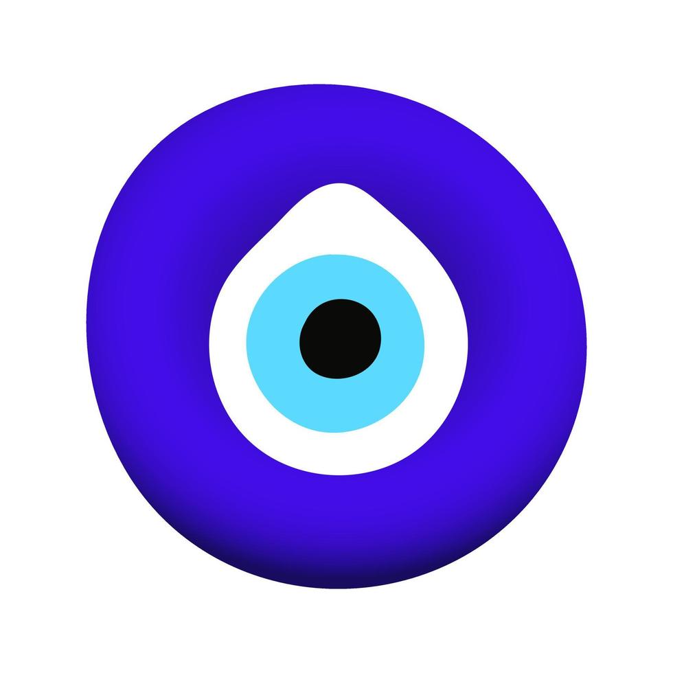 blauwe oosterse boze oog symbool amulet vlakke stijl ontwerp vectorillustratie. vector