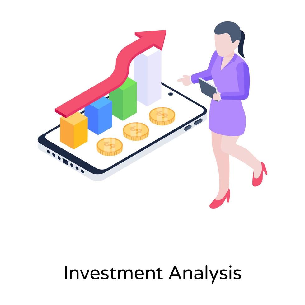 winst isometrisch icoon met hoge graphics, investeringsgroei vector