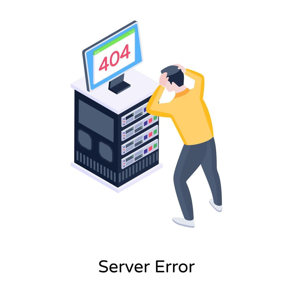 isometrisch pictogram van serverfout is klaar voor premium gebruik vector