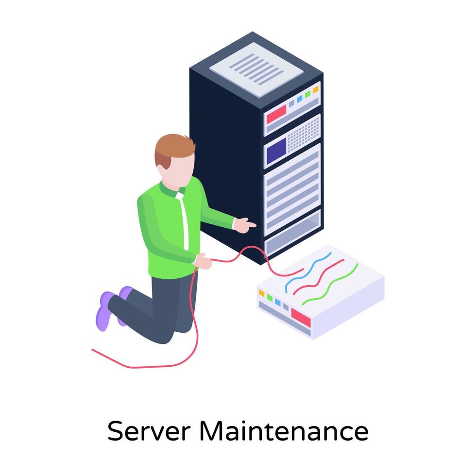 download dit isometrische pictogram van serveronderhoud vector